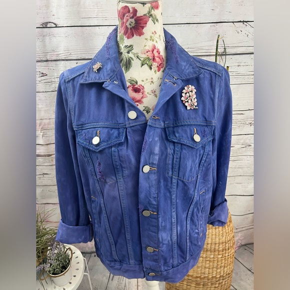 Hand Dyed Purple Denim Jacket - Picture 2 of 6